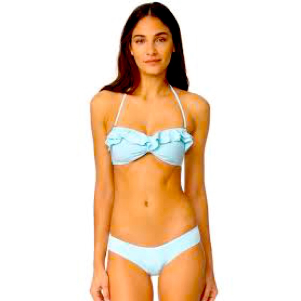 Eberjey Ruffle So Solid Rafaella Light Blue Aqua Bikini Top